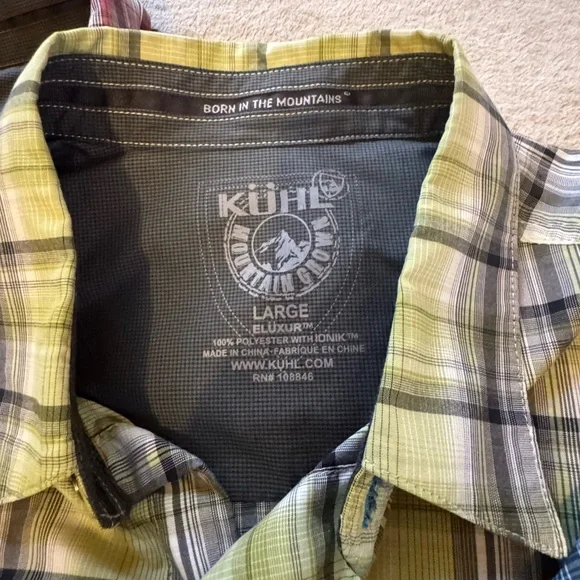 Kuhl Eluxur 3 Shirts Large Plaid Outdoor Button Up Short Sleeve Men Large